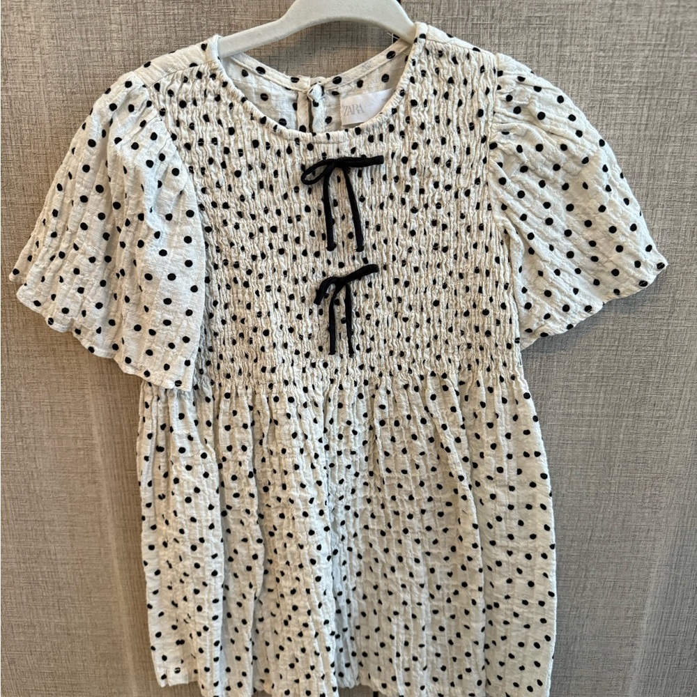 Zara Black and White Polka Dot Smocked toddler dress size 3